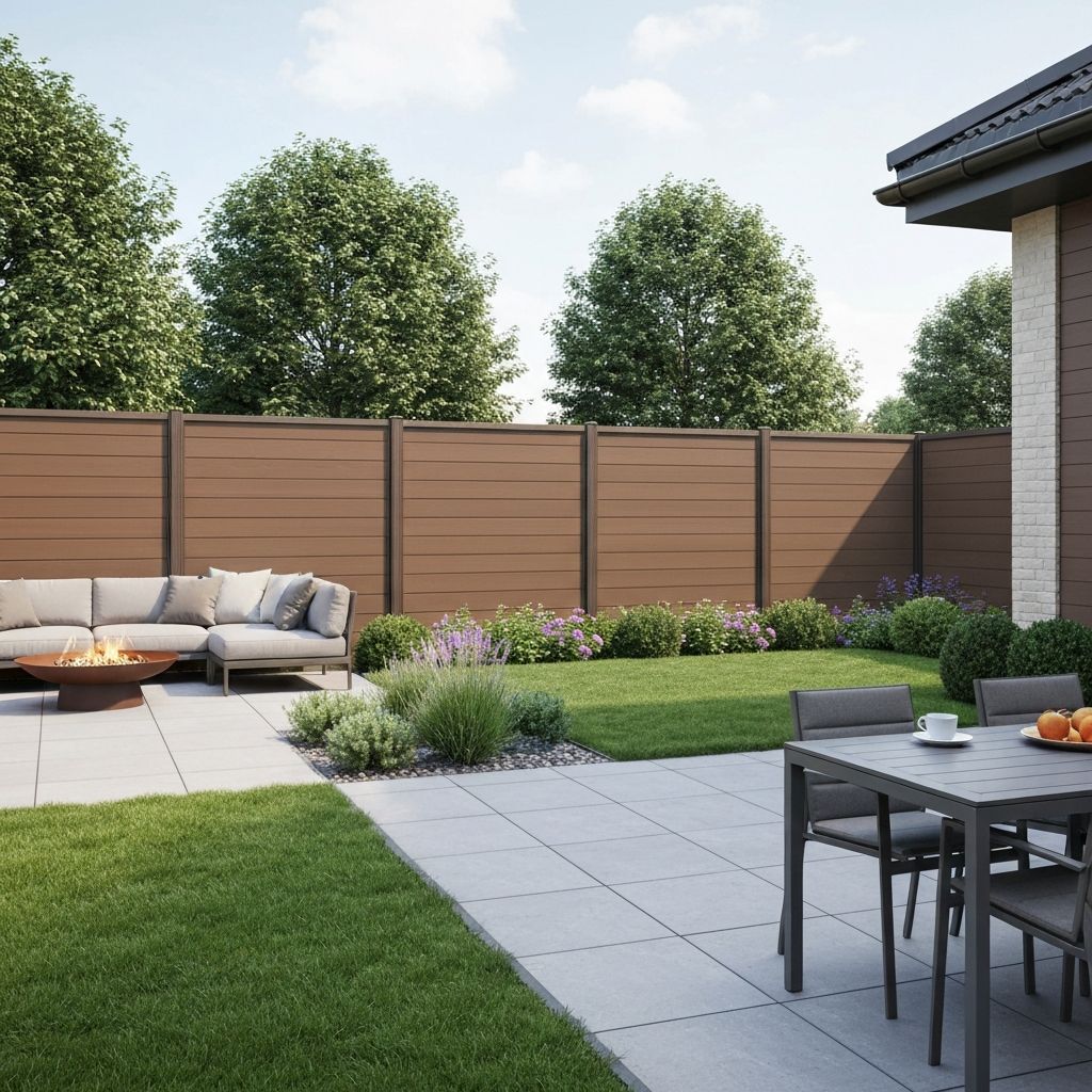 Premium WPC composite fence installation in modern backyard